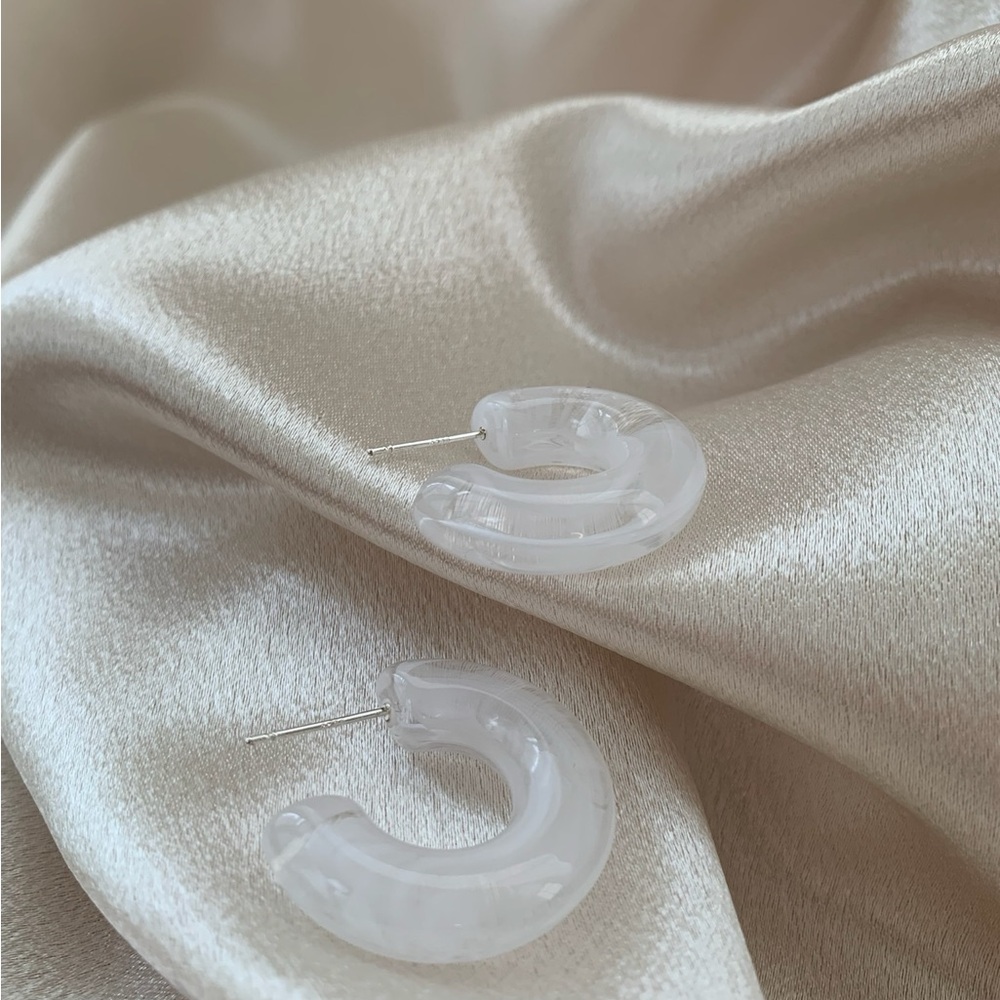 Elegant Clear Mini Hoop Earrings with Matching Rings